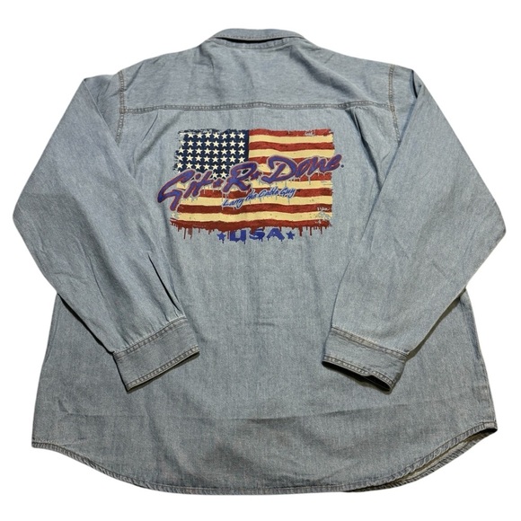 Larry The Cable Guy Long Sleeve Light Blue Denim Shirt Sz XLarge Comedy Badger - Picture 1 of 3
